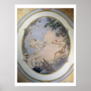 Pôster Pulcinella em um balanço, 1797 (fresco)