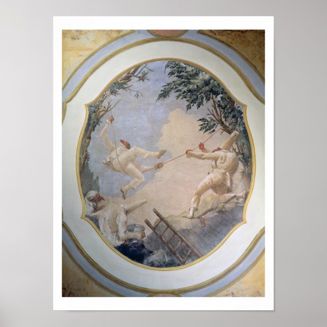 Pôster Pulcinella em um Swing, 1797 (fresco) (Frente)