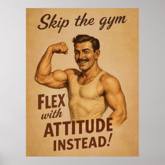 Poster Pule a Academia Cartaz Vintage | Humor Fitness Ret