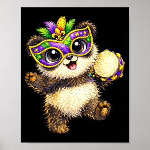 Poster Pulse Mardi Gras Nola Festa Contas Fofa Crianças M