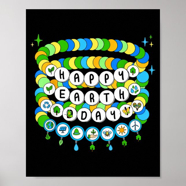 Poster Pulseira de amizade do dia da Terra, salve o plane (Frente)
