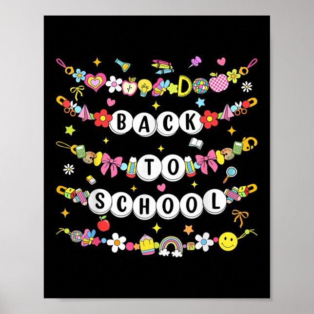 Poster Pulseira Feliz de Volta às Aulas Primeiro Dia de A (Frente)