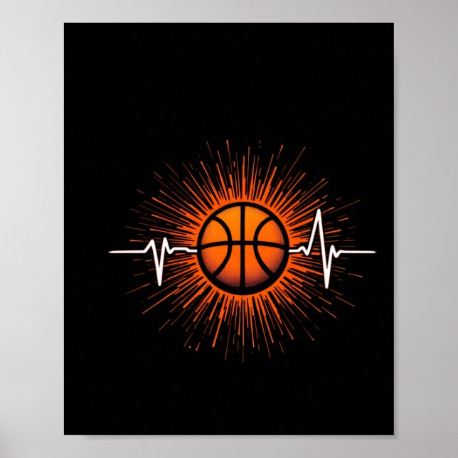 Poster Pulso De Basquete - Amor Para O Jogo Tee (Frente)