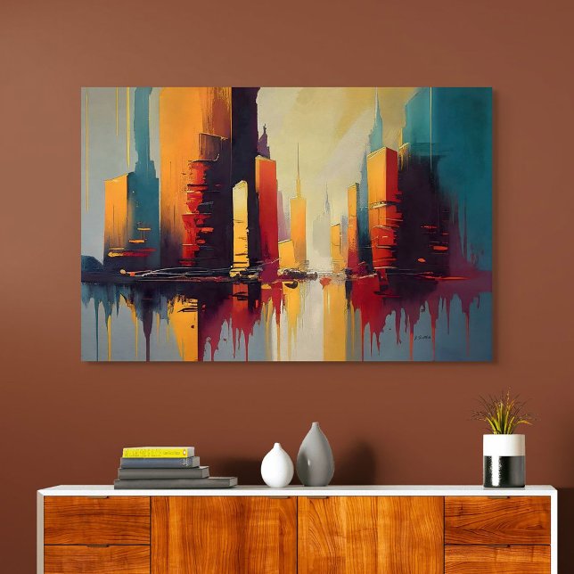 Poster Pulso Urbano – Cidade Abstrata em Ritmo Vertical (Urban Pulse – Abstract City In Vertical Rhythm)