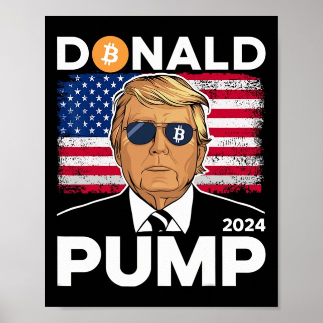 Poster Pump Bitmoney Funny Trump 2024 Crypto (Frente)