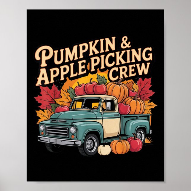 Poster Pumpkin And Cking Crew Fall Harvest Thanksgiving  (Frente)