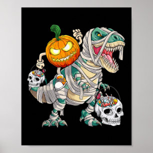 Poster Pumpkin Andando Mummy Dinossaur T Rex Halloween Di