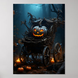 Poster Pumpkin Assustador Do Halloween No Eixo Das Rodas