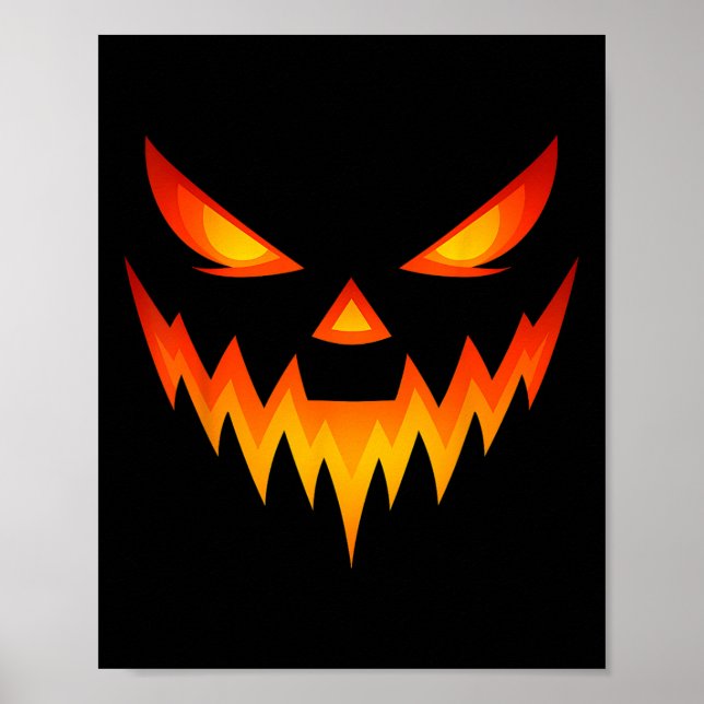Poster Pumpkin Assustador Jack O Lanterna Face Halloween  (Frente)