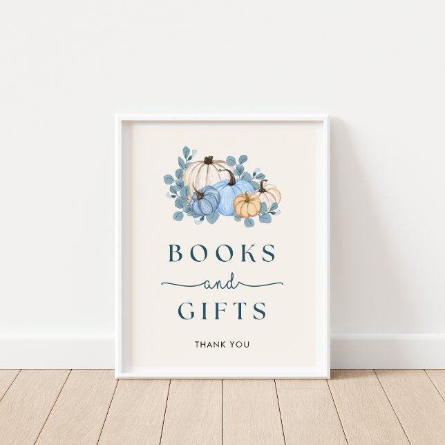 Poster Pumpkin Baby Shower Books & Gifts Sign (Criador carregado)