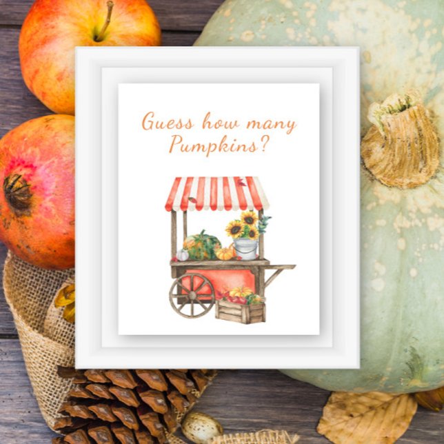 Poster Pumpkin chá de fraldas adivinha quantas abóboras (Criador carregado)