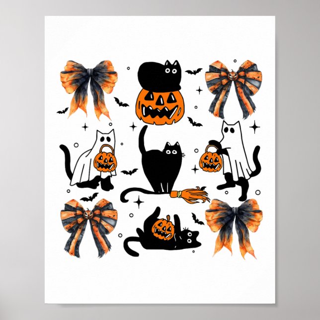 Poster Pumpkin de Arco de Halloween de Gato Negro (Frente)
