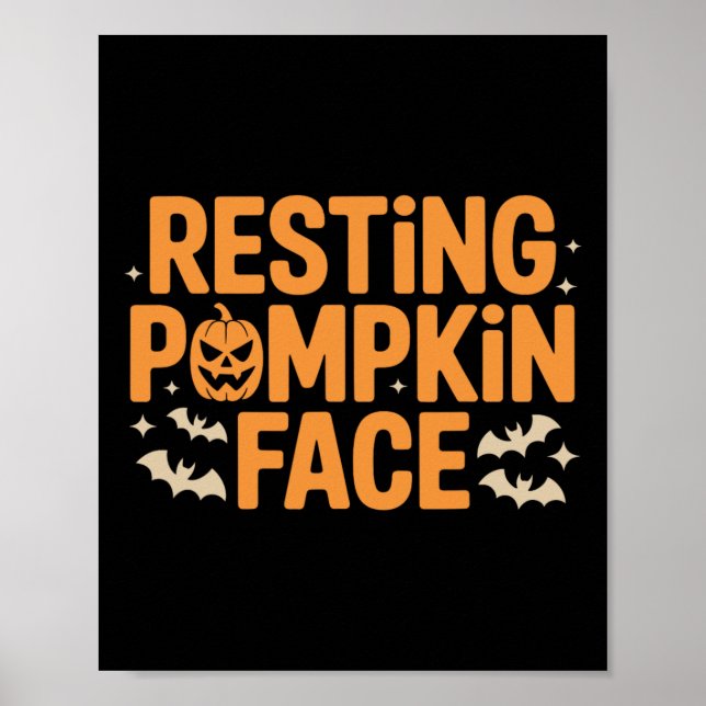 Poster Pumpkin Face Negrito T Halloween Tee (Frente)