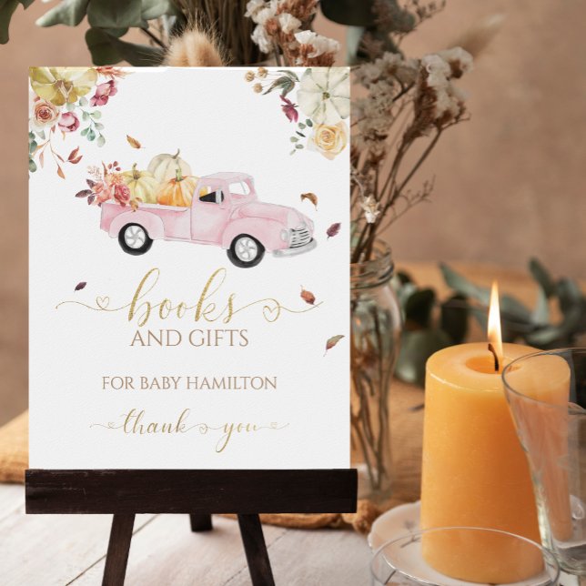 Poster Pumpkin Fall Books para Sinalização de Bebê (Criador carregado)