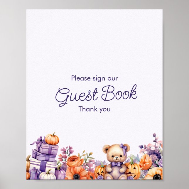 Poster Pumpkin Fall Chá de fraldas Guest Sinal (Frente)