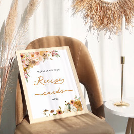Poster Pumpkin Fall Floral Deixe O Cartão De Receita Aqui