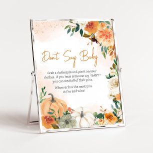 Poster Pumpkin Floral de Outono Laranja Não Diga Amor
