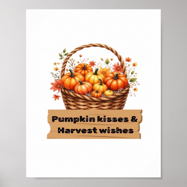 Poster Pumpkin Kisses e Colheita Desejos Caiam Design Ove (Frente)