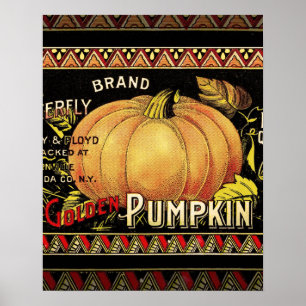 Poster Pumpkin Label Antique Butterfly Brand