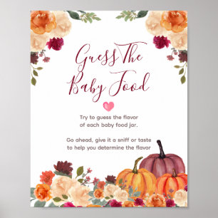 Poster Pumpkin laranja queimado Floral adela Comida bebê