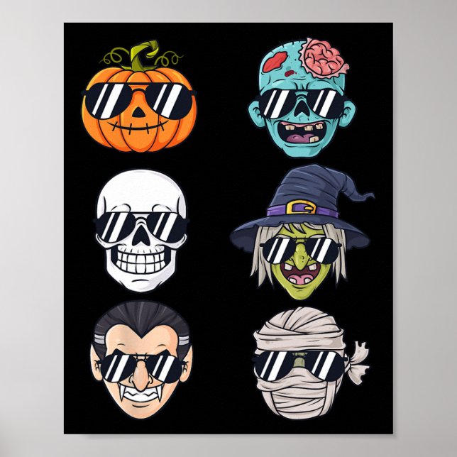 Poster Pumpkin mais fixe Halloween Skeleton Bruxa Vampiro (Frente)