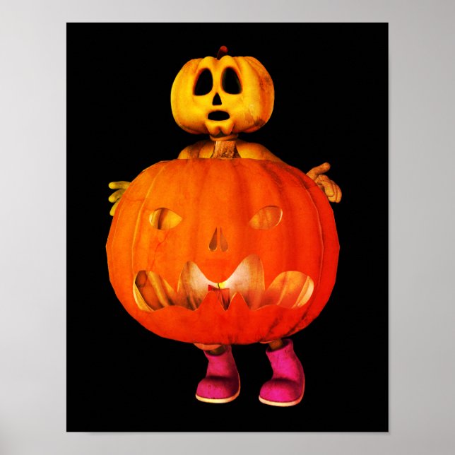 Poster Pumpkin Man with Jack O Lanterna Halloween (Frente)