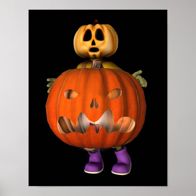 Pôster Pumpkin Man with Medium Jack O Lantern Halloween (Frente)