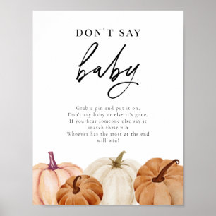 Poster Pumpkin Não Diz Sinal De Jogo De Bebê