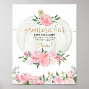 Poster Pumpkin outono floral Sinal de chá de fraldas Mom