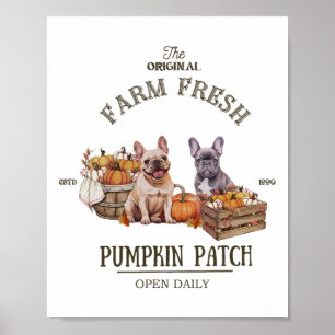 Poster Pumpkin Patch French Bulldog Original Fre