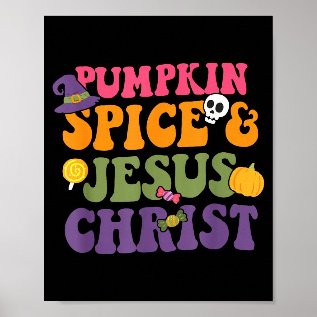Poster Pumpkin Sce &amp; Je-sus Christ Funny Christian Ha (Frente)