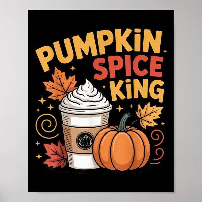Poster Pumpkin Sce King Fall Coffee Design (Frente)