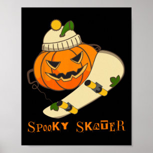 Poster Pumpkin Skateboard Halloween Figurume Diversão Ska