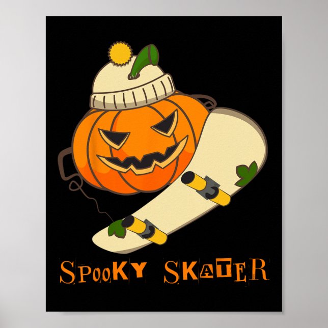 Poster Pumpkin Skateboard Halloween Figurume Diversão Ska (Frente)