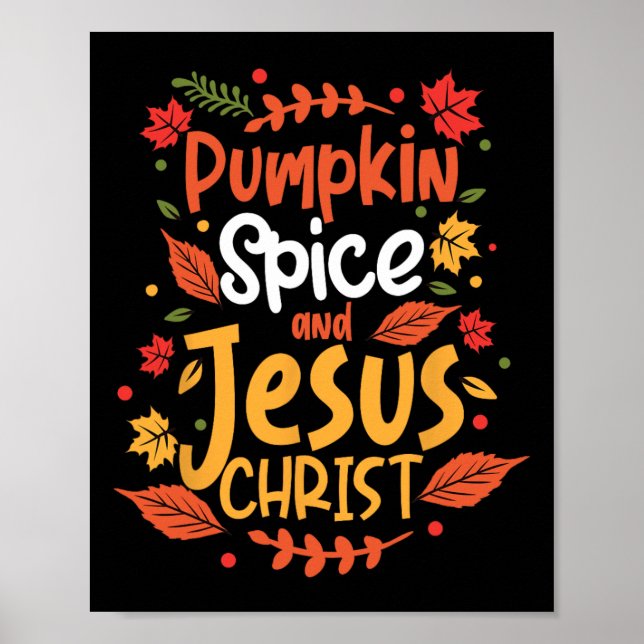 Poster Pumpkin Spice e Jesus Cristo Ação de Graças (Frente)