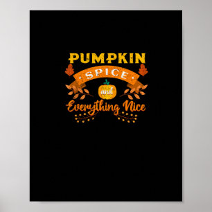 Poster Pumpkin Spice E Tudo O Bonito Café Queda Trava