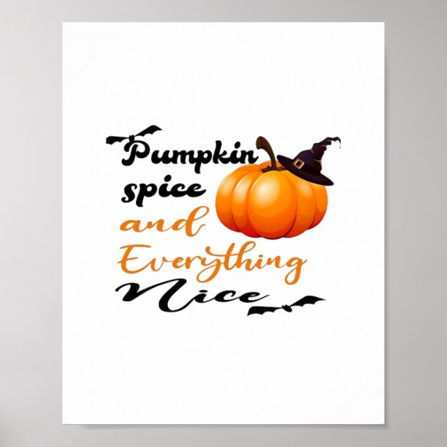 Poster Pumpkin Spice E Tudo O Que É Bonito Queda O Hallow (Frente)