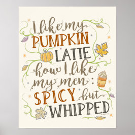 Poster Pumpkin Spice Engraçado Humor Latino para as Mulhe