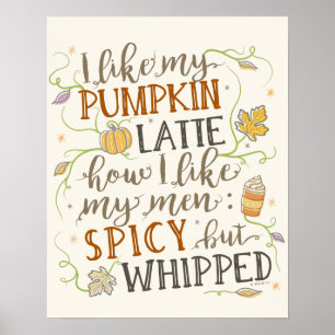 Poster Pumpkin Spice Engraçado Humor Latino para as Mulhe
