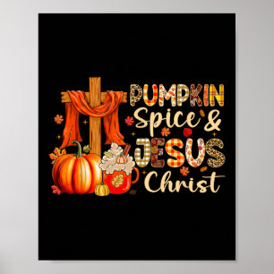Poster Pumpkin Spice Jesus Cristo Ação de Graças outono