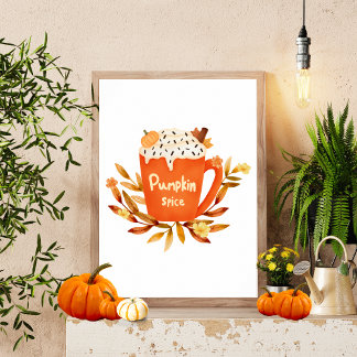Poster Pumpkin Spice Mug Wall Art | Fall Home Decor