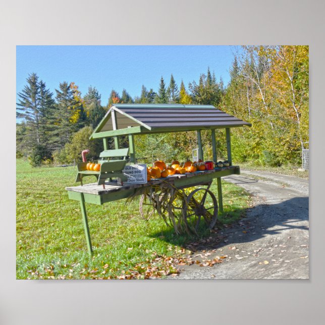 Poster Pumpkin Stand in Vermont no outono (Frente)