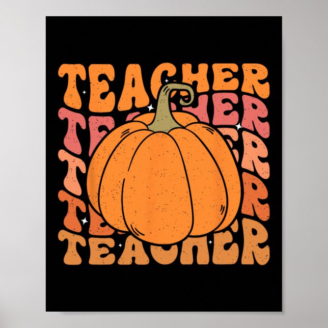 Poster Pumpkin Teacher Fall Thanksgiving Back To School  (Frente)