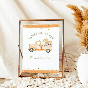 Poster Pumpkin Truck Modern Fall Chá de fraldas Livros