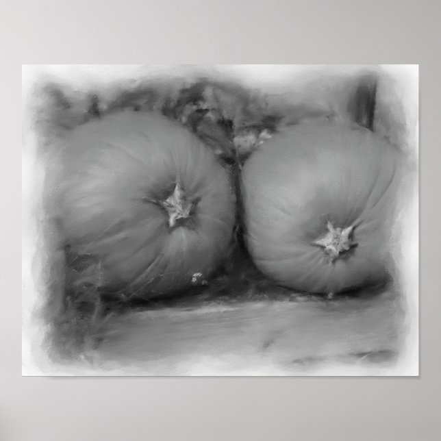 Poster Pumpkins Black And White Nature Art (Frente)