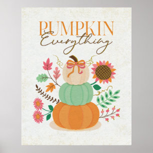 Poster Pumpkins Empilhado Cai Folhas Folhas Autumn Boho F