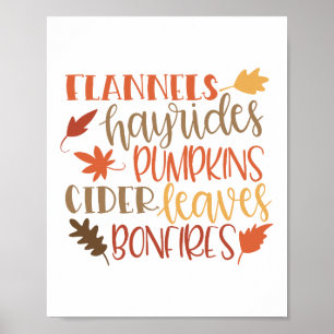 Poster Pumpkins, Hayrides, Flannels Typography