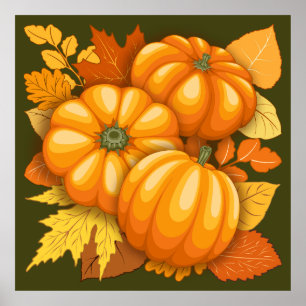 Poster Pumpkins Patterno do Halloween em Fall Season