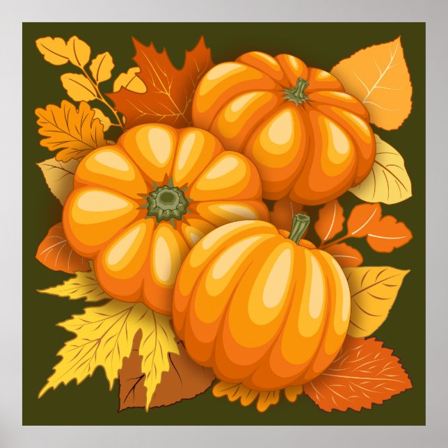 Poster Pumpkins Patterno do Halloween em Fall Season (Frente)