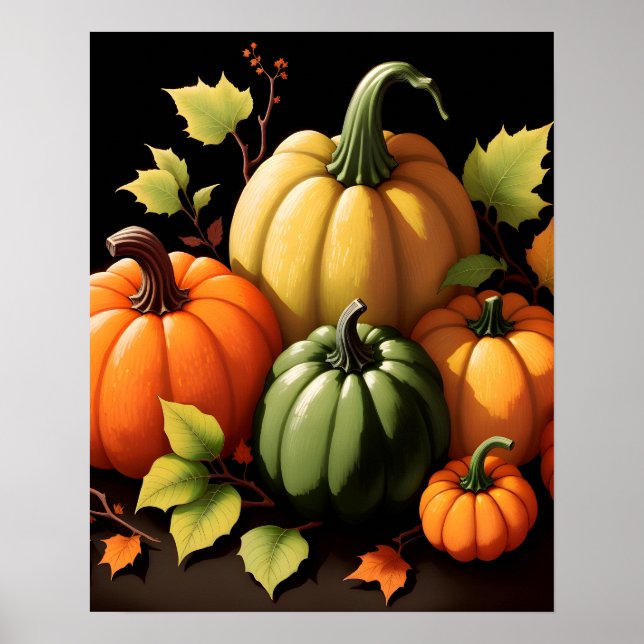 Poster Pumpkins preto colorido Fundo (Frente)